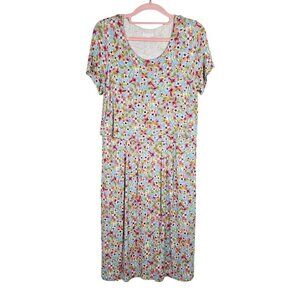 J. JILL Floral Dress BLUE PINK & GREEN size XS Layered Pockets Cottagecore Cute